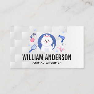 Animals Grooming   Cute Fluffy Dog Business Card