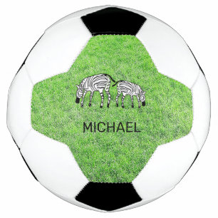 Animals, Happy and Cute Kenyan Zebras Soccer Ball