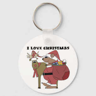 Animals I Love Christmas Tshirts and Gifts Keychain