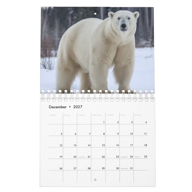 Animals image calendar  (Dec 2027)