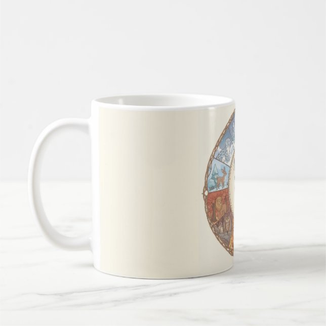 Animals image round coaster sticker coffee mug (Left)