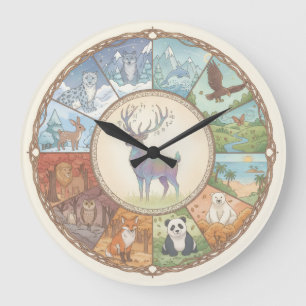 Animals image round coaster sticker large clock