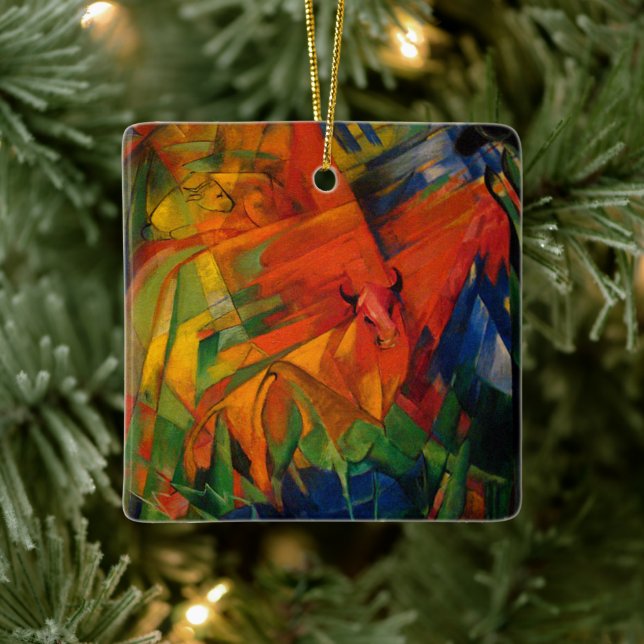 Animals in a Landscape by Franz Marc Ceramic Ornament (Tree)