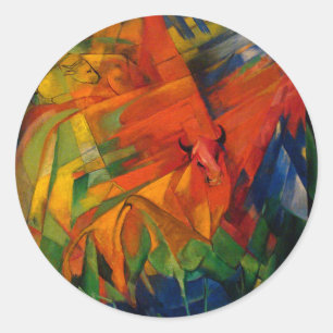 Animals in a Landscape by Franz Marc Classic Round Sticker