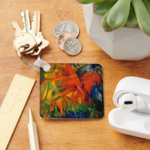 Animals in a Landscape by Franz Marc Keychain