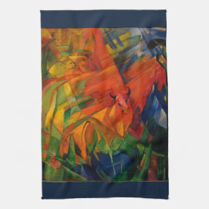 Animals in a Landscape by Franz Marc Kitchen Towel