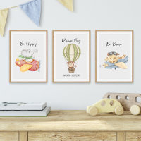 Animals In Airplane Nursery Decor Custom Text Name