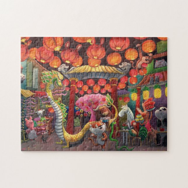 Animals in China Town Jigsaw Puzzle (Horizontal)