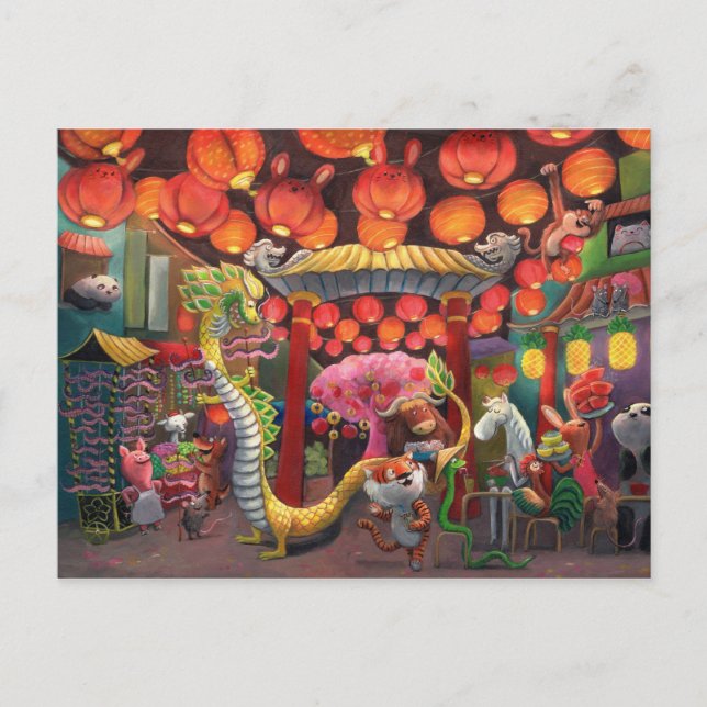 Animals in China Town Postcard (Front)