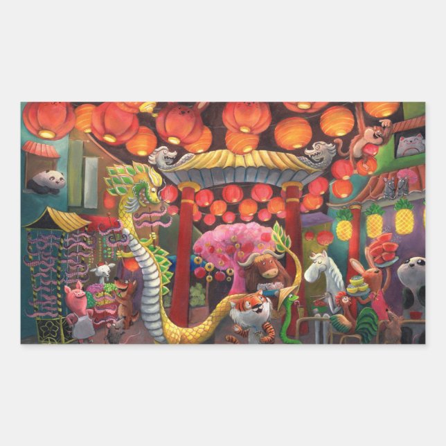 Animals in China Town Sticker (Front)