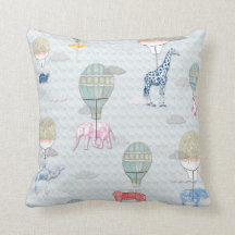 Animals in Hot Air Balloons Cushion