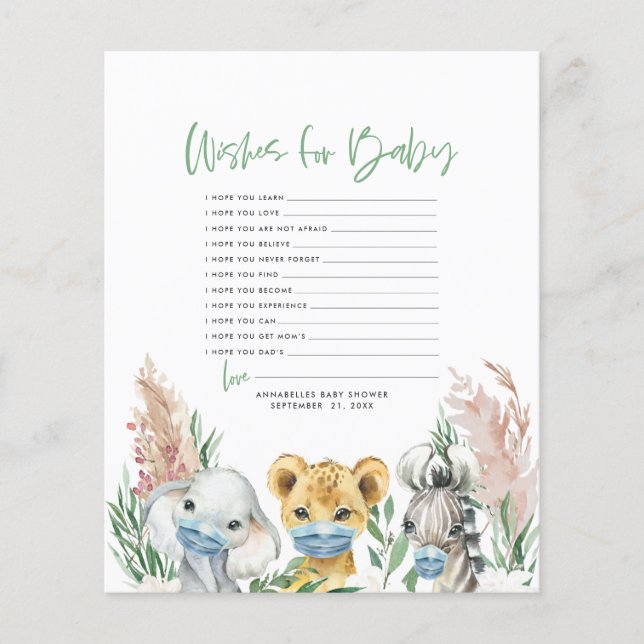 Animals in mask gender neutral wishes for baby let (Front)