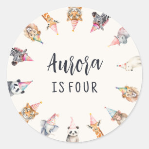 Animals in Party Hats Themed Party Stickers