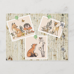 animals in the forest postcard