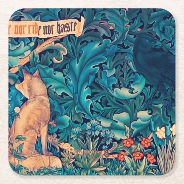 Animals in The Forest, William Morris Square Paper Square Paper Coaster (Front)