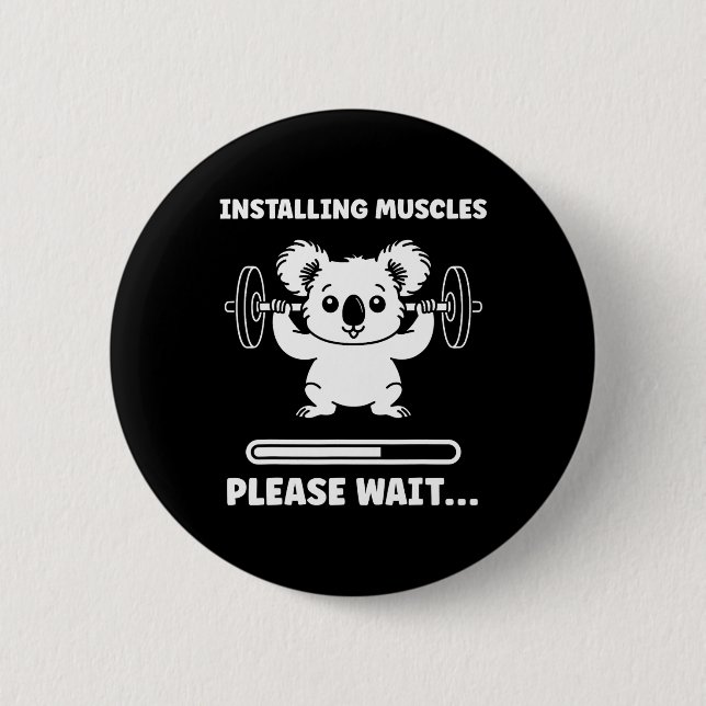 Animals Installing Muscles Fitness Bodybuilding Ko 2 Inch Round Button (Front)