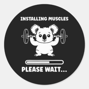 Animals Installing Muscles Fitness Bodybuilding Ko Classic Round Sticker