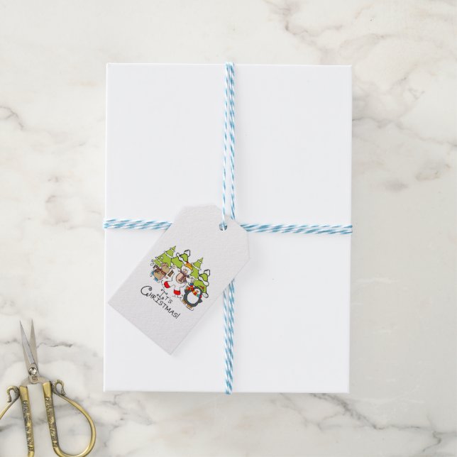 Animals It's Christmas Gift Tags (With Twine)
