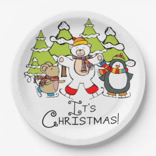 Animals It's Christmas Paper Plate