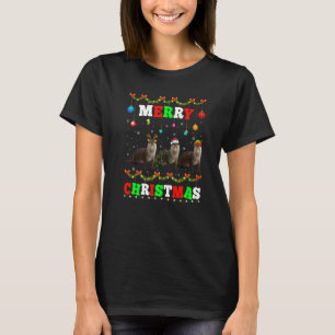 Animals Lights Merry Christmas Santa Otter T-Shirt