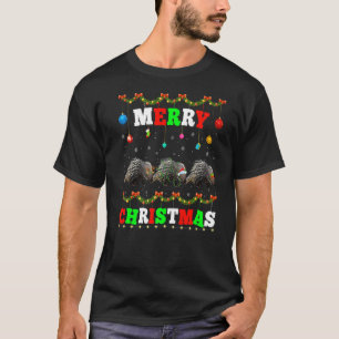 Animals Lights Merry Christmas Santa Porcupine T-Shirt