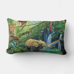Animals living together throw pillow
