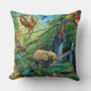 Animals living together throw pillow