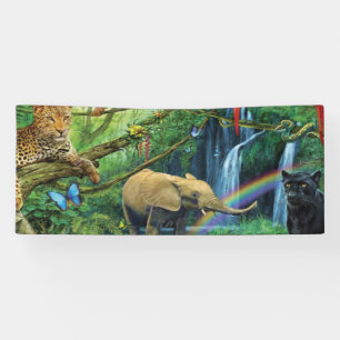 Animals living together throw pillow banner