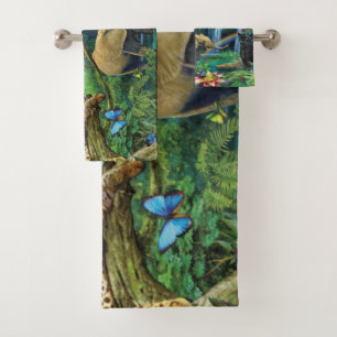 Animals living together throw pillow bath towel set