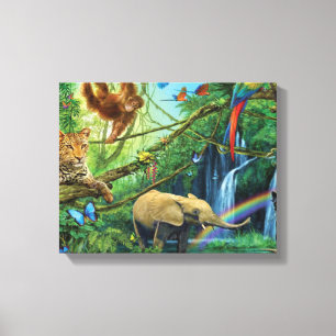Animals living together throw pillow canvas print