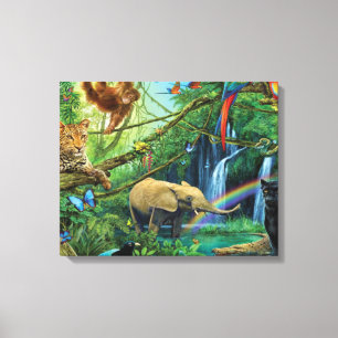 Animals living together throw pillow canvas print