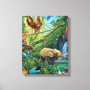 Animals living together throw pillow canvas print
