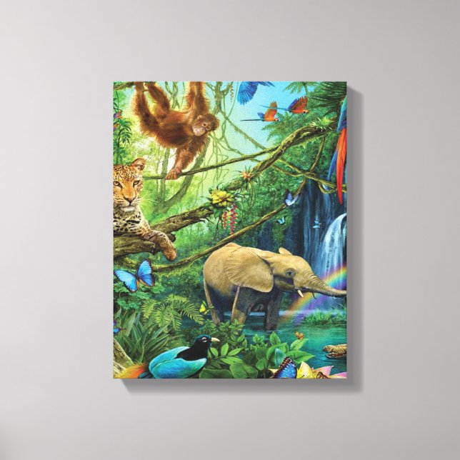 Animals living together throw pillow canvas print (Front)