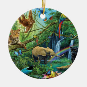 Animals living together throw pillow ceramic ornament