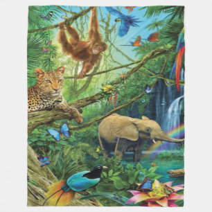 Animals living together throw pillow fleece blanket