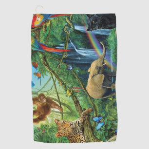 Animals living together throw pillow golf towel