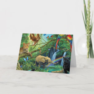 Animals living together throw pillow holiday card