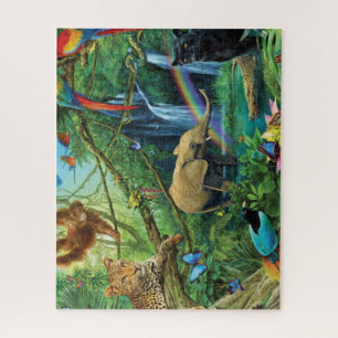 Animals living together throw pillow jigsaw puzzle