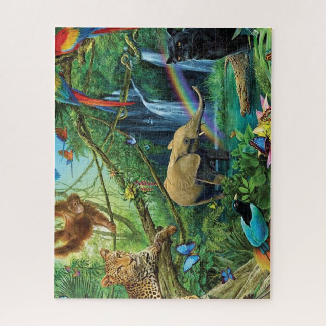 Animals living together throw pillow jigsaw puzzle (Vertical)