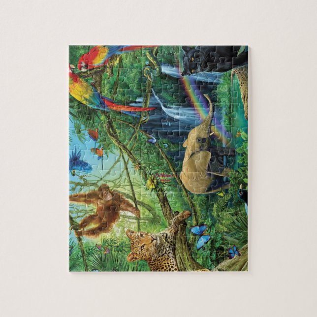 Animals living together throw pillow jigsaw puzzle (Vertical)