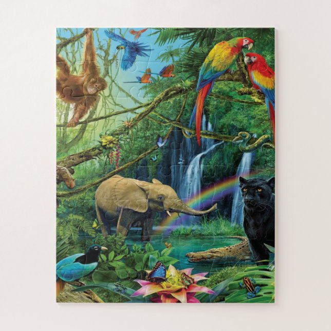 Animals living together throw pillow jigsaw puzzle (Vertical)