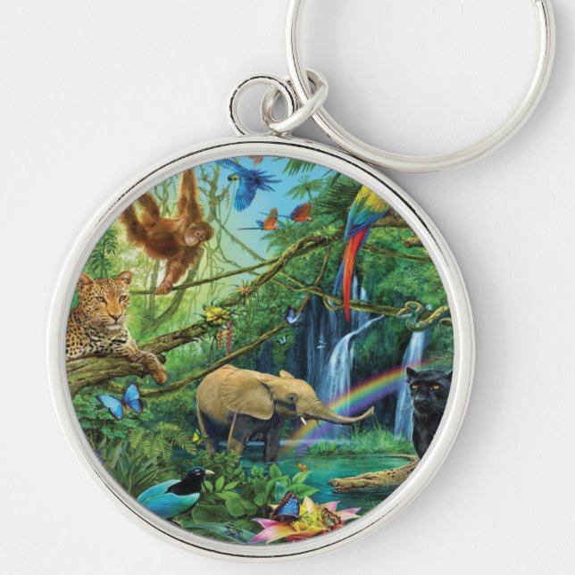 Animals living together throw pillow keychain (Front)
