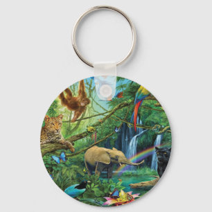 Animals living together throw pillow keychain