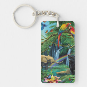 Animals living together throw pillow keychain