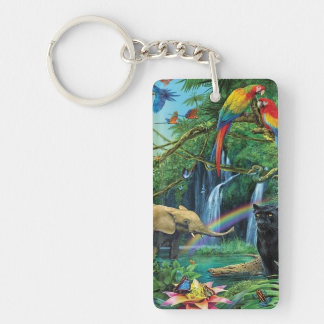 Animals living together throw pillow keychain (Front)