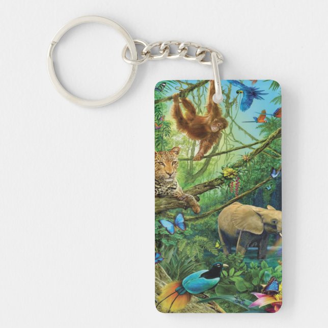 Animals living together throw pillow keychain (Front)