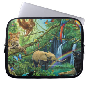 Animals living together throw pillow laptop sleeve