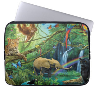 Animals living together throw pillow laptop sleeve