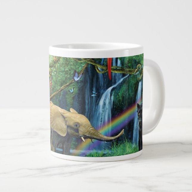 Animals living together throw pillow large coffee mug (Front Right)