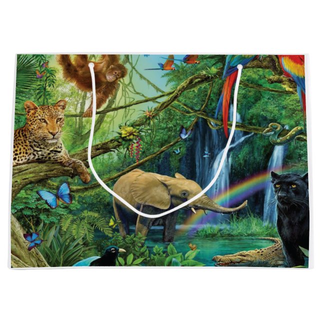 Animals living together throw pillow large gift bag (Front)
